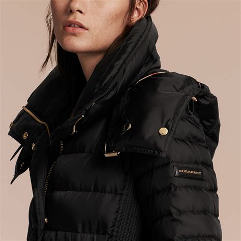 down-filled puffer coat with packaway hood burberry|Mid.